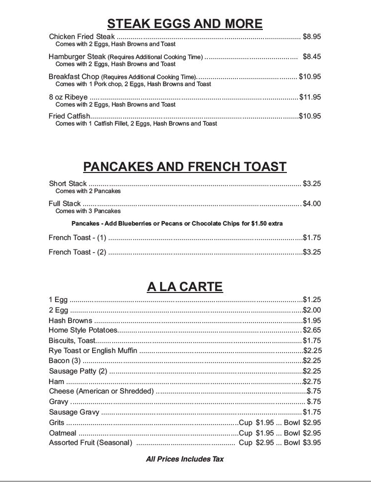 Darren's American Grill breakfast menu image pg 2