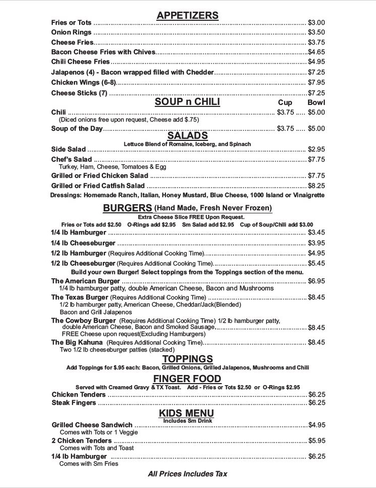 Darren's American Grill Lunch & Dinner menu image pg 1